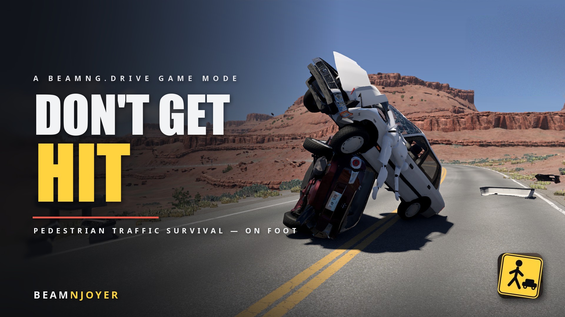 Don't Get Hit โ BeamNG.drive pedestrian survival mod cover art